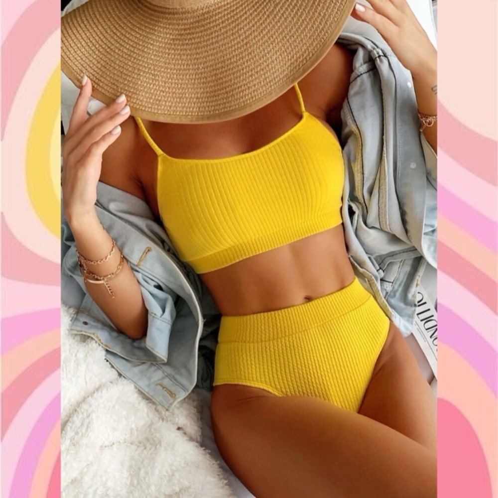 SHEIN Swim Basics Ribbed Bikini Set 2 Piece